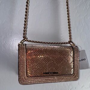 Aldo small bag gold rose snake print